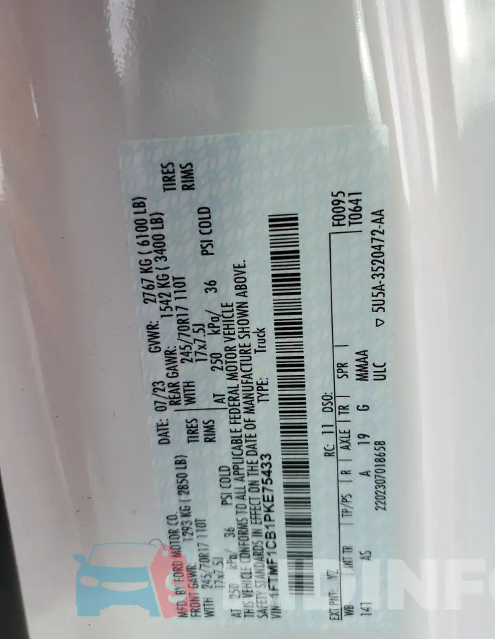 1FTMF1CB1PKE75433 Photo# 13