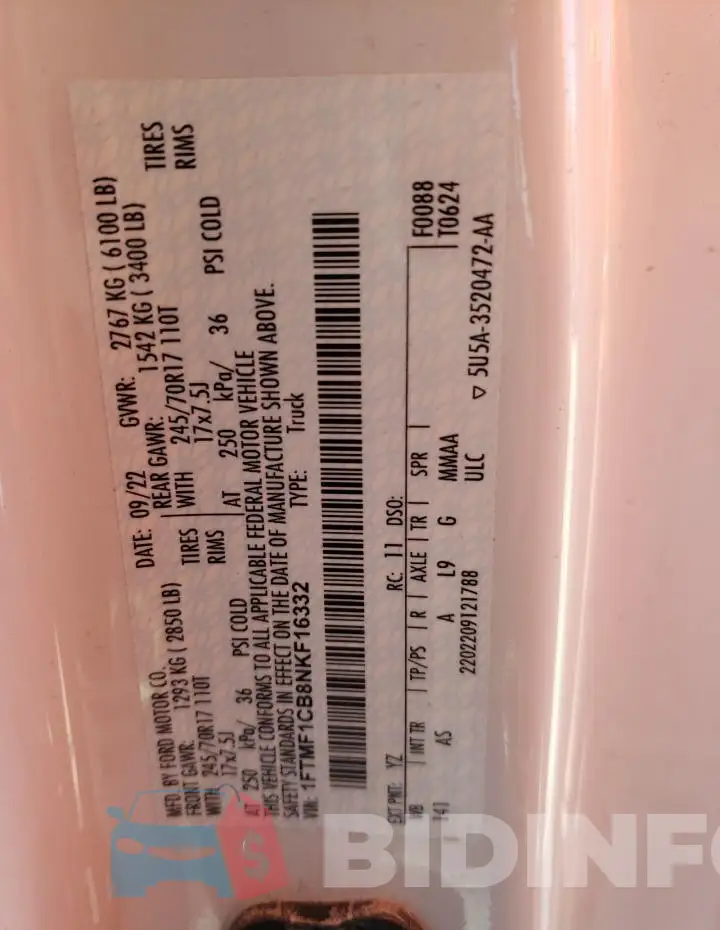 1FTMF1CB8NKF16332 Photo# 12
