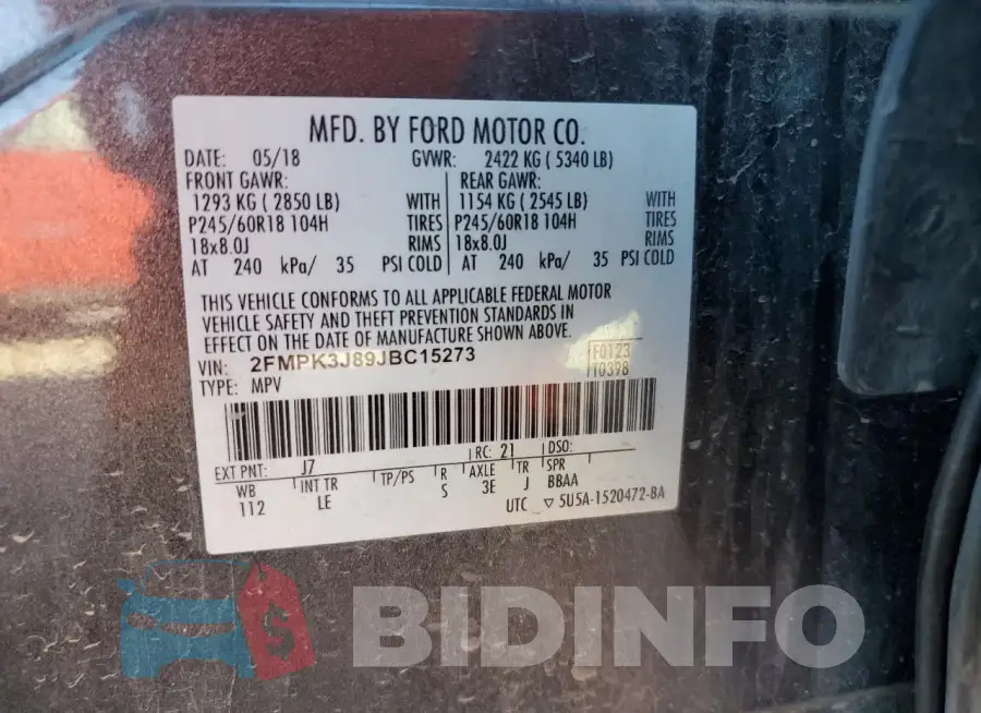 2FMPK3J89JBC15273 Photo# 13