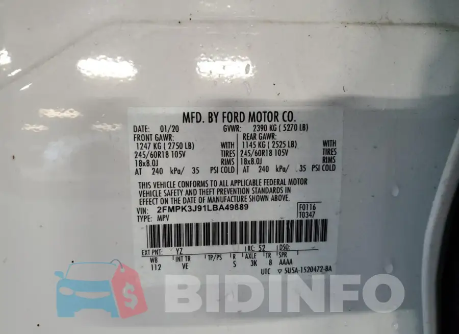 2FMPK3J91LBA49889 Photo# 13