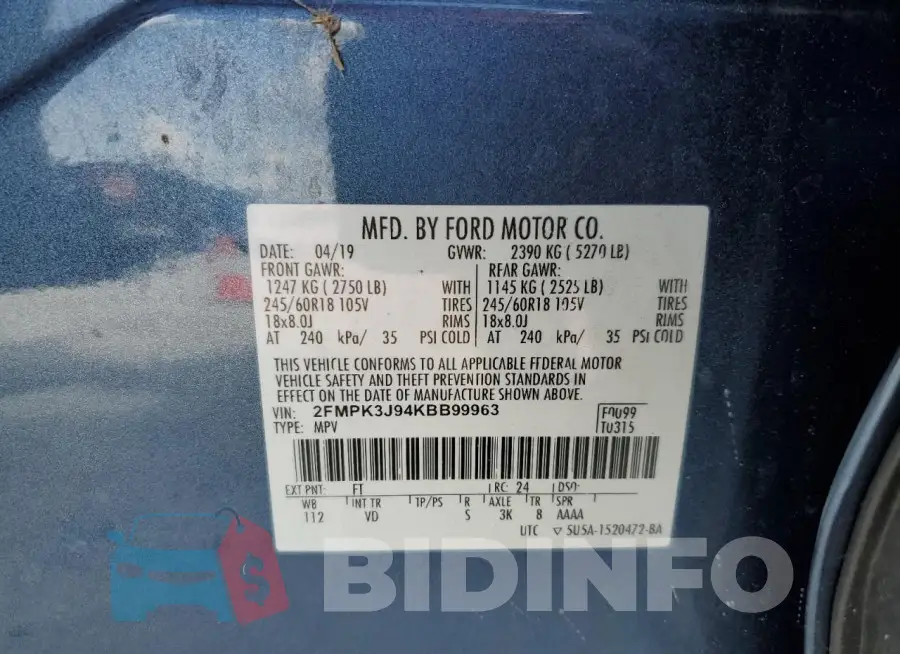 2FMPK3J94KBB99963 Photo# 14