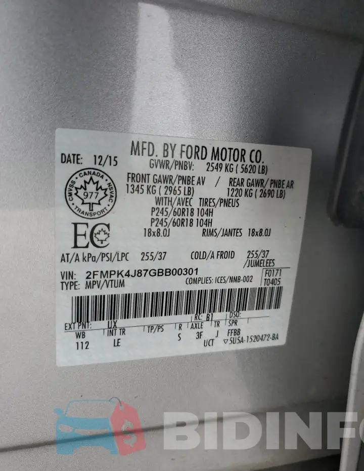2FMPK4J87GBB00301 Photo# 14