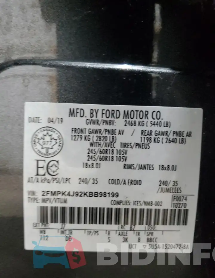 2FMPK4J92KBB98199 Photo# 12