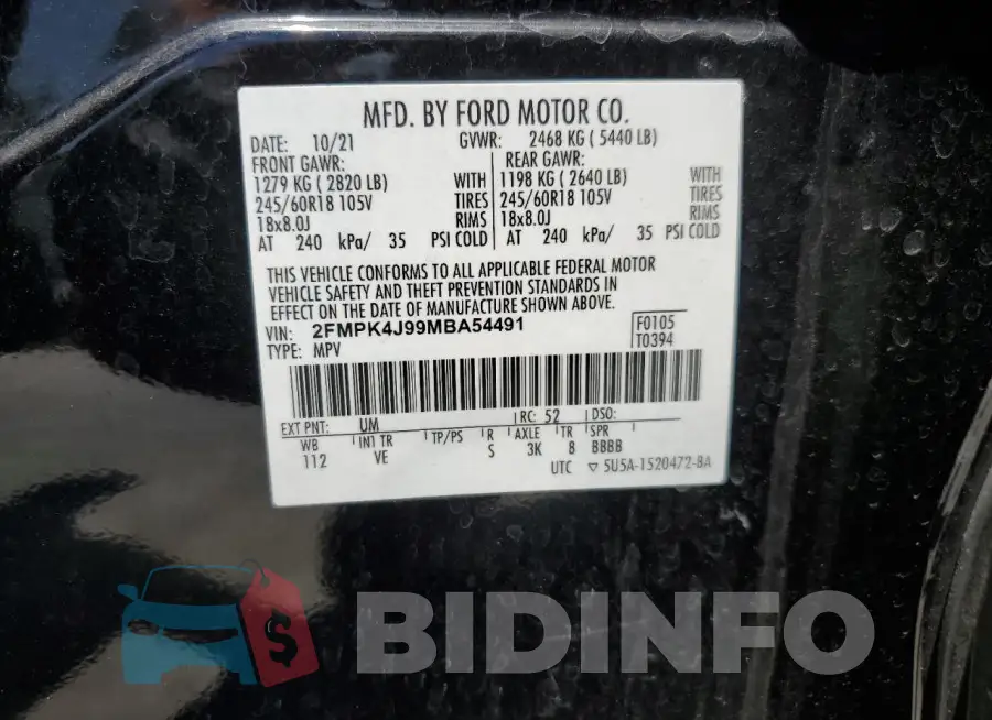 2FMPK4J99MBA54491 Photo# 13