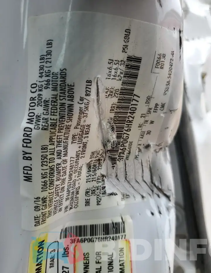 3FA6P0G76HR240177 Photo# 12