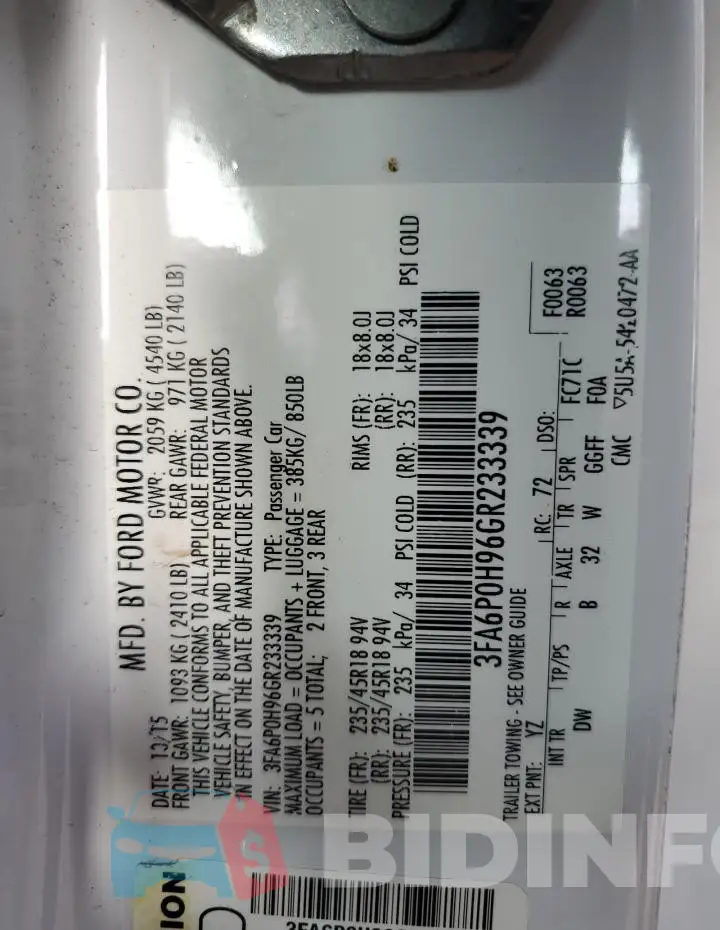 3FA6P0H96GR233339 Photo# 12