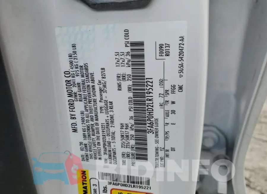 3FA6P0HD2LR195221 Photo# 12