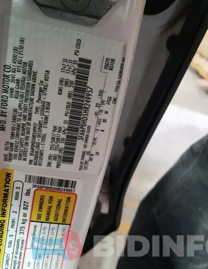 3FA6P0HD5HR249957 Photo# 12