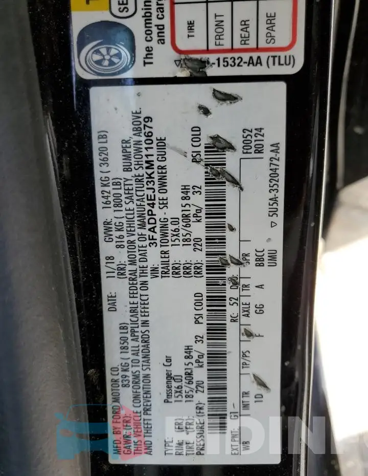 3FADP4EJ3KM110679 Photo# 13