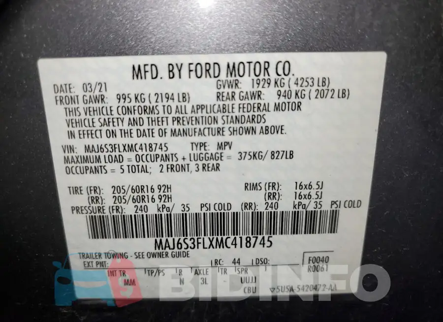 MAJ6S3FLXMC418745 Photo# 13