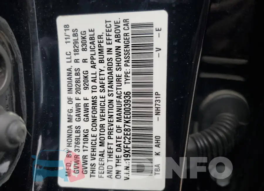 19XFC2E87KE003936 Photo# 12