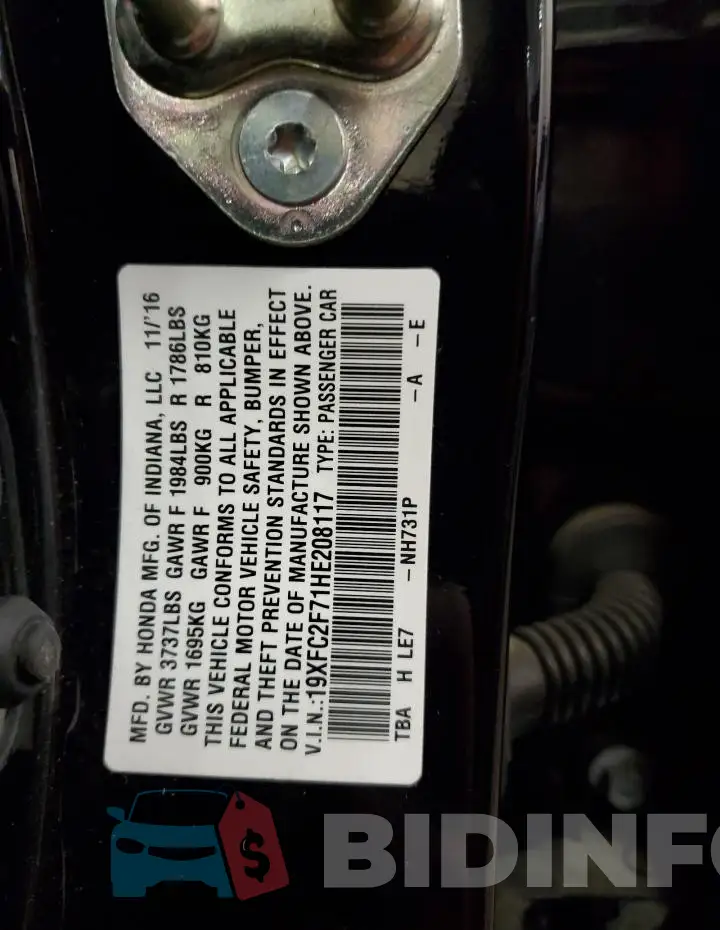 19XFC2F71HE208117 Photo# 12