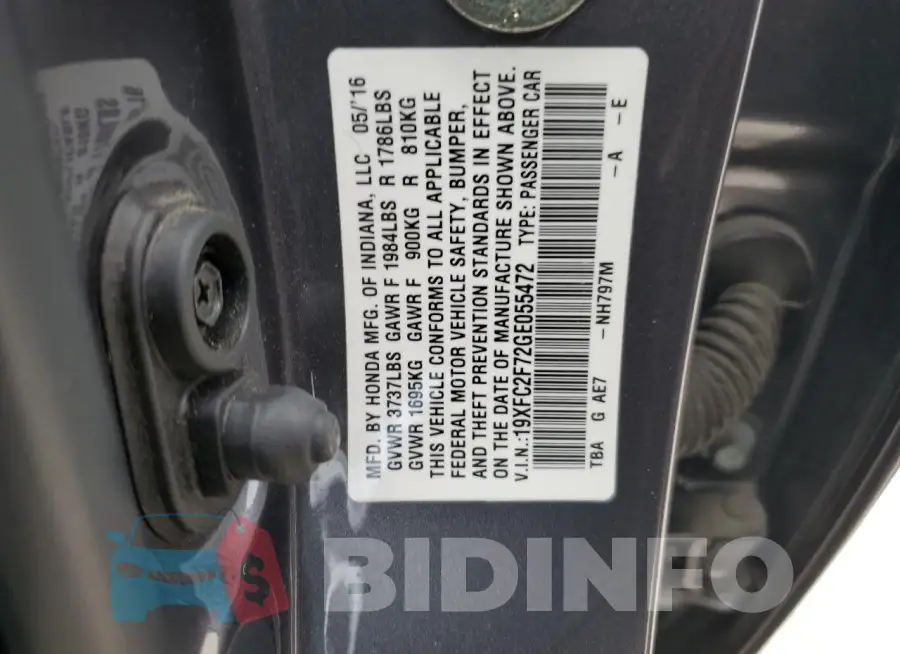 19XFC2F72GE055472 Photo# 13