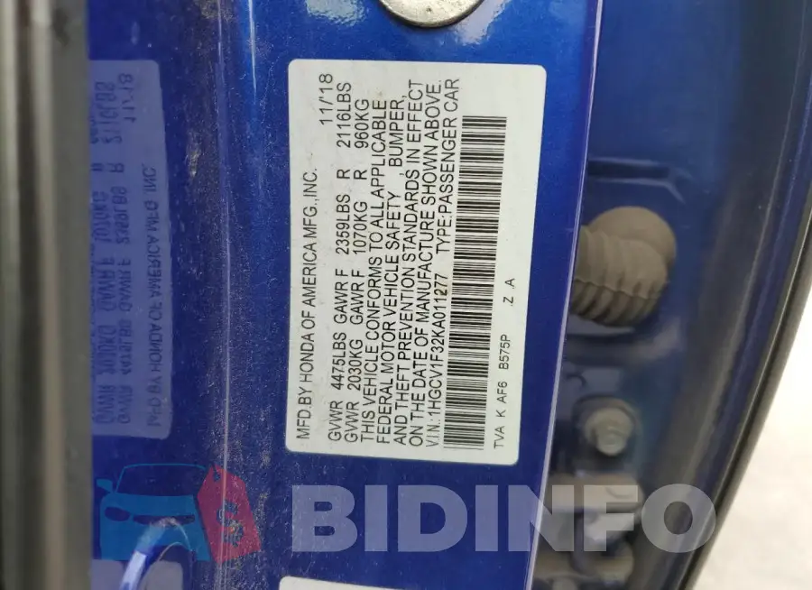 1HGCV1F32KA011277 Photo# 13