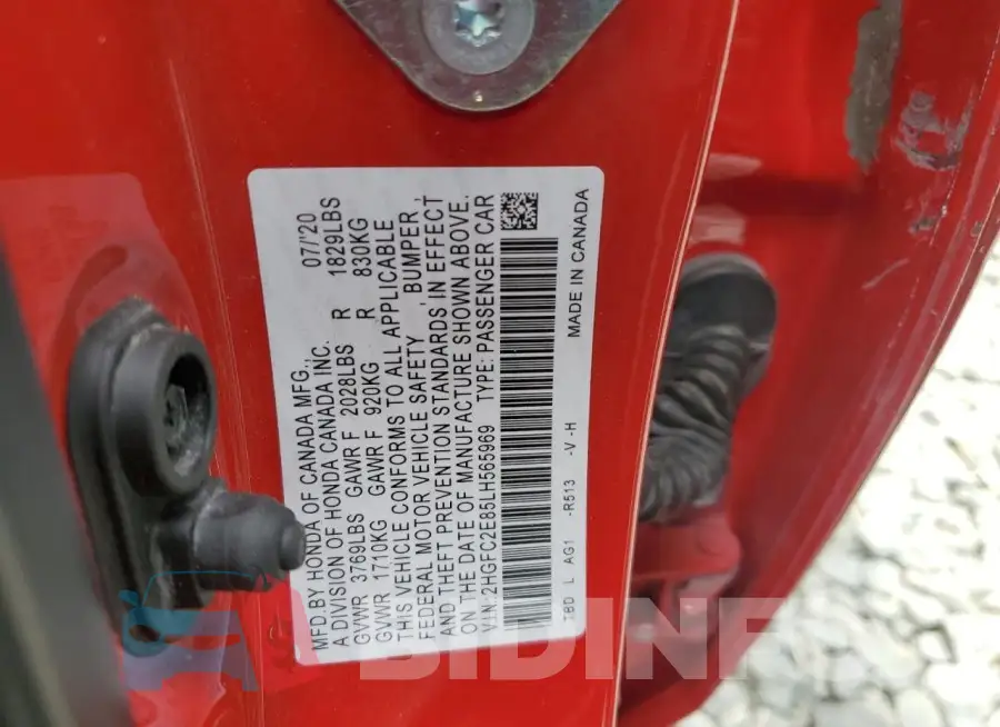 2HGFC2E85LH565969 Photo# 13