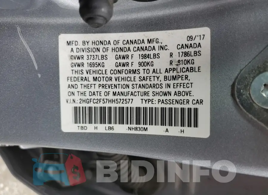 2HGFC2F57HH572577 Photo# 13