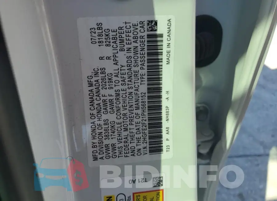 2HGFE2F21PH568152 Photo# 13