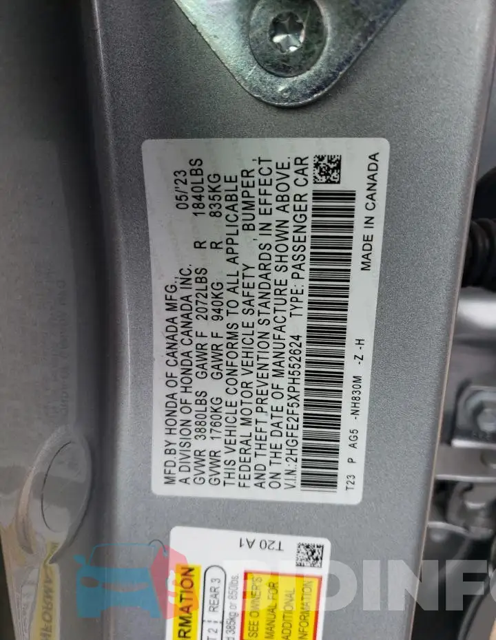 2HGFE2F5XPH552624 Photo# 12
