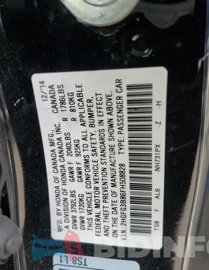 2HGFG3B86FH508828 Photo# 12