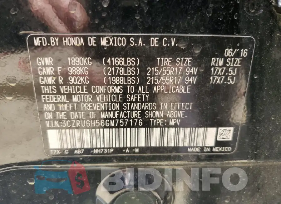 3CZRU6H56GM757176 Photo# 12