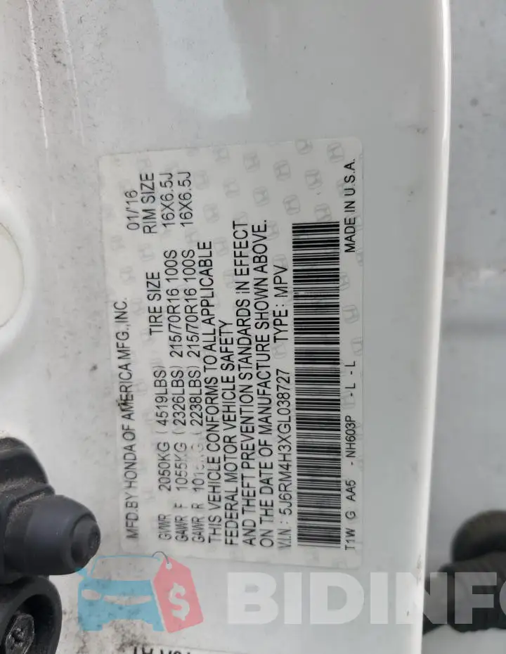 5J6RM4H3XGL038727 Photo# 13