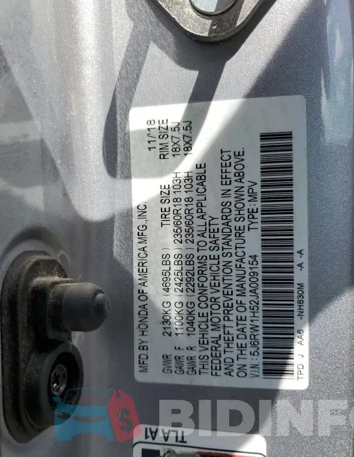 5J6RW1H52JA009154 Photo# 12