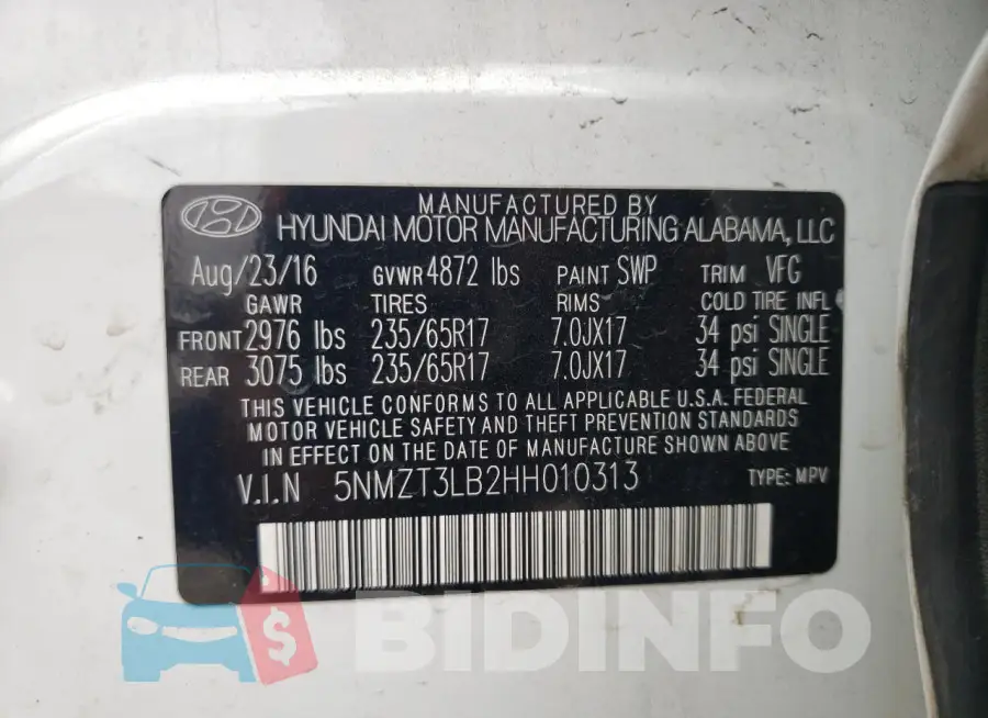 5NMZT3LB2HH010313 Photo# 13