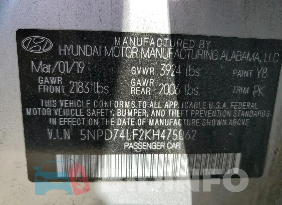 5NPD74LF2KH475062 Photo# 12
