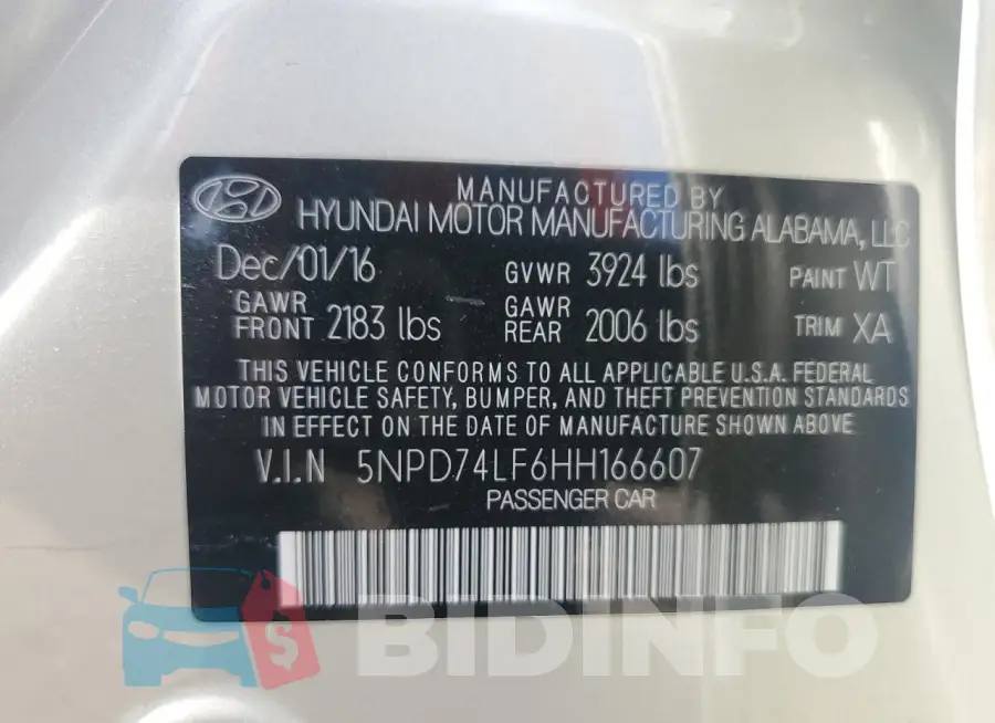 5NPD74LF6HH166607 Photo# 12