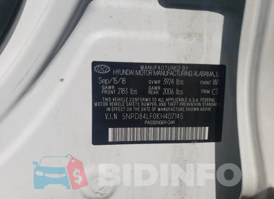 5NPD84LF0KH407145 Photo# 12
