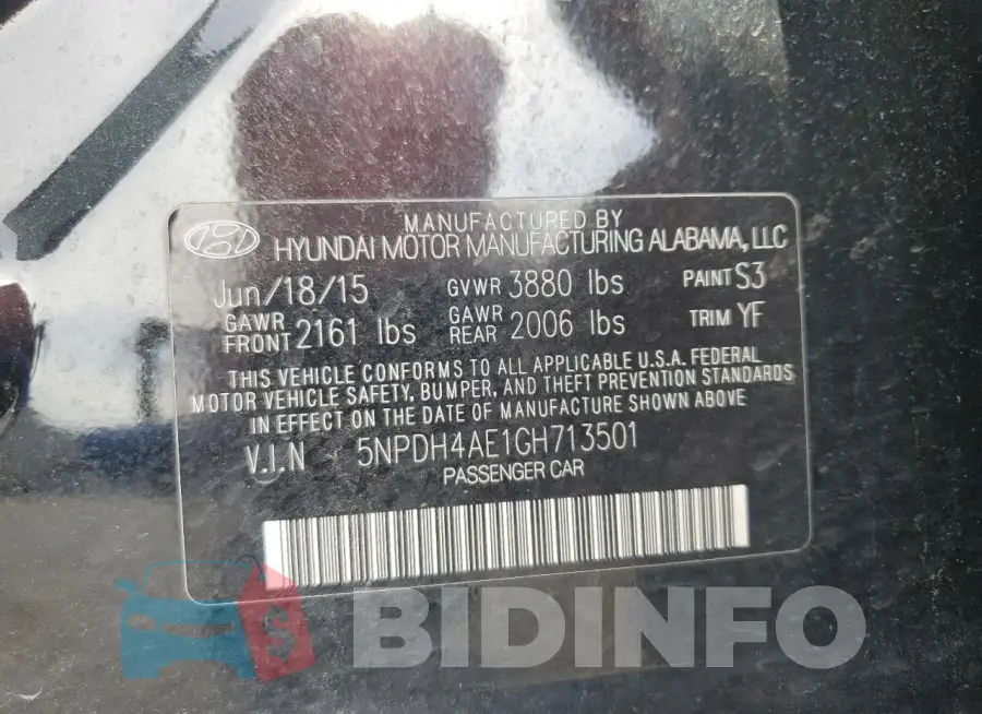 5NPDH4AE1GH713501 Photo# 12
