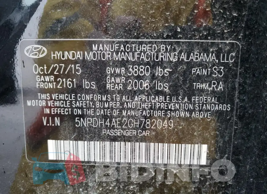 5NPDH4AE2GH782049 Photo# 12