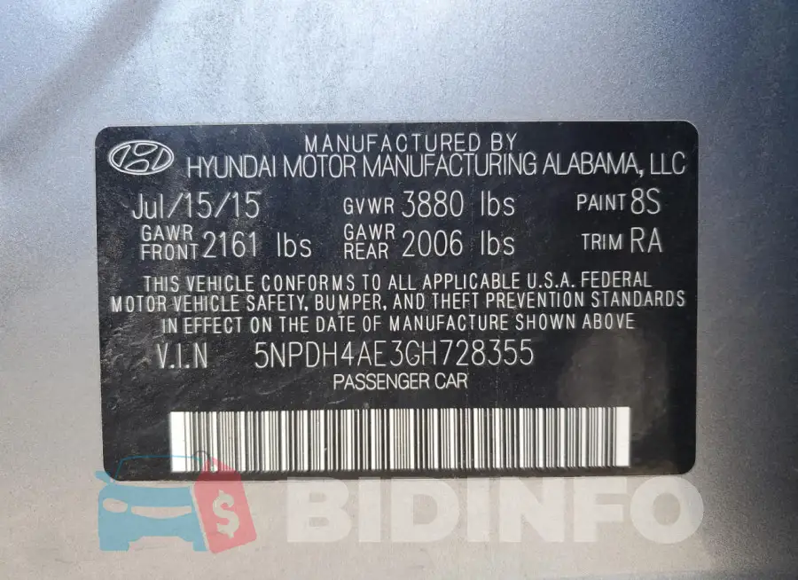 5NPDH4AE3GH728355 Photo# 13