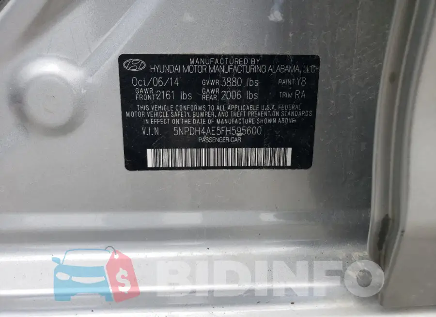 5NPDH4AE5FH595600 Photo# 12