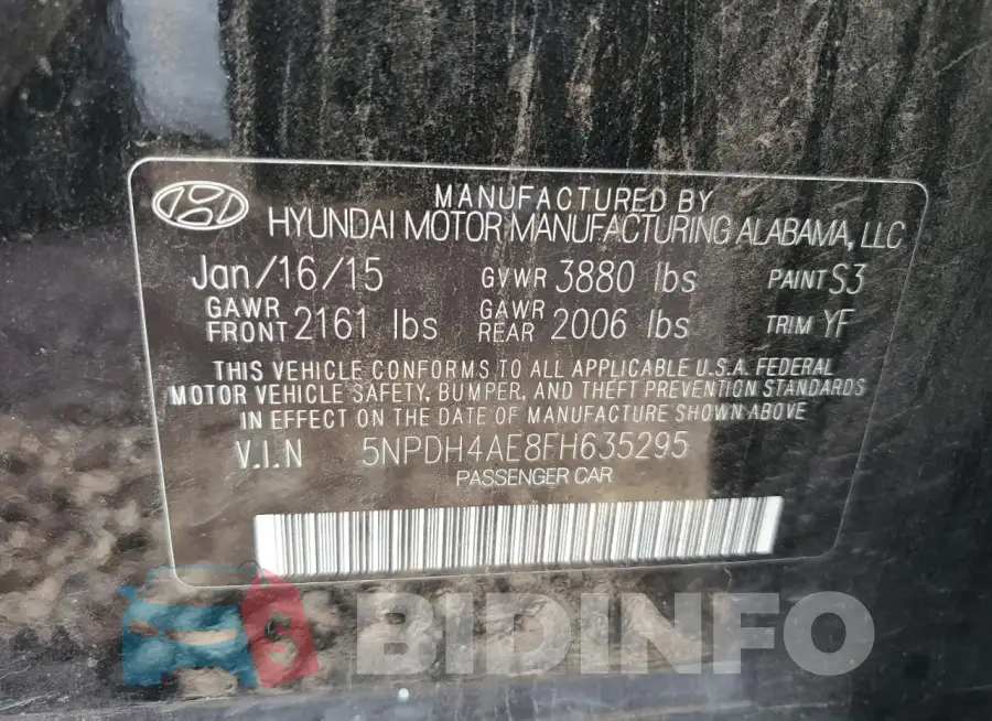 5NPDH4AE8FH635295 Photo# 13