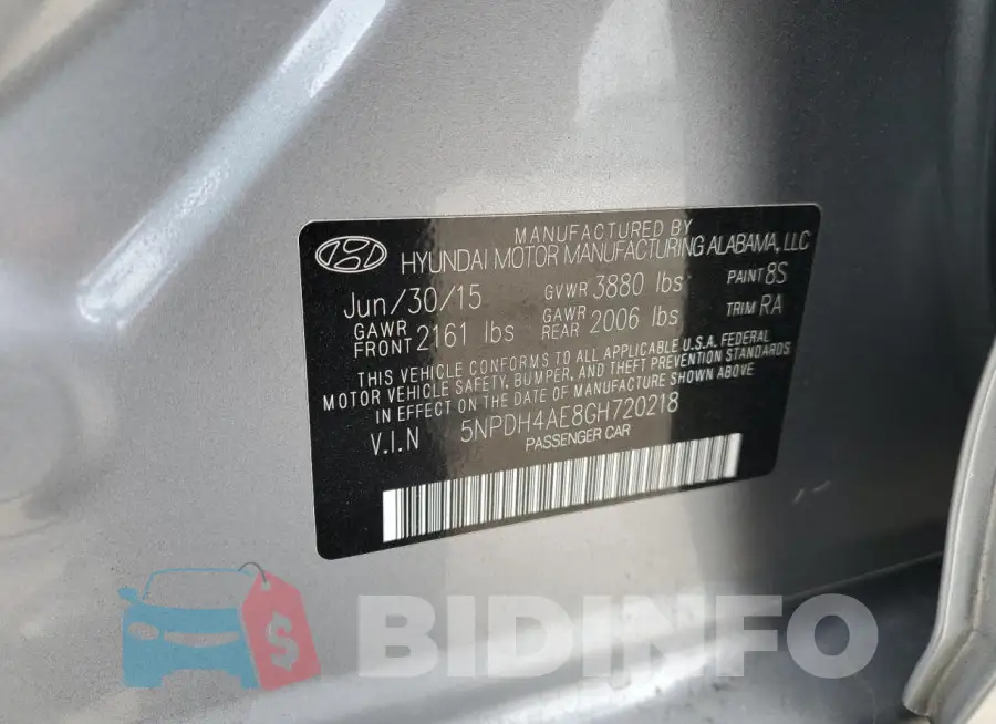 5NPDH4AE8GH720218 Photo# 12