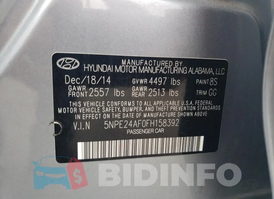 5NPE24AF0FH158392 Photo# 12