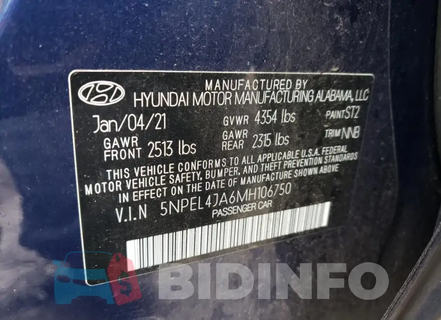 5NPEL4JA6MH106750 Photo# 12