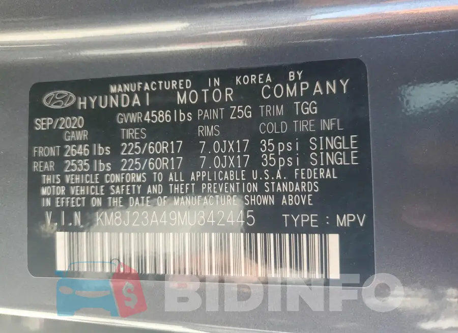 KM8J23A49MU342445 Photo# 12
