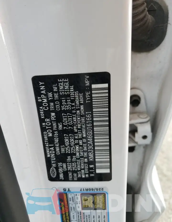 KM8J3CA46GU161661 Photo# 12