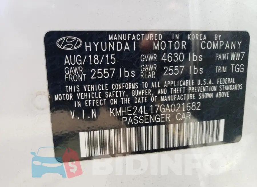 KMHE24L17GA021682 Photo# 12