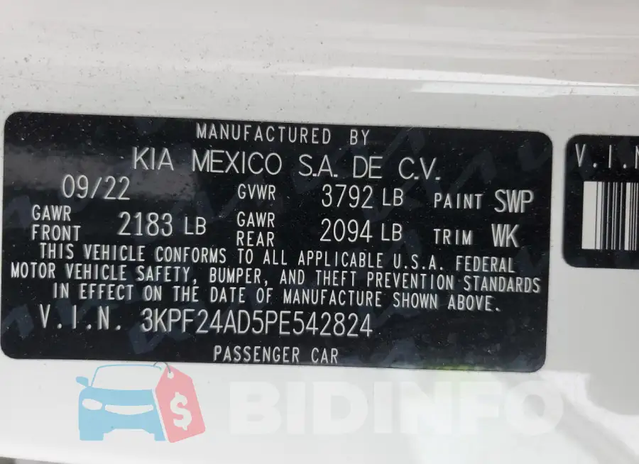 3KPF24AD5PE542824 Photo# 13