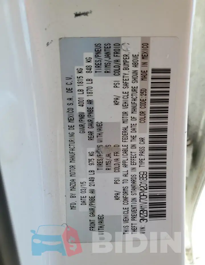 3MZBM1V70FM201859 Photo# 13