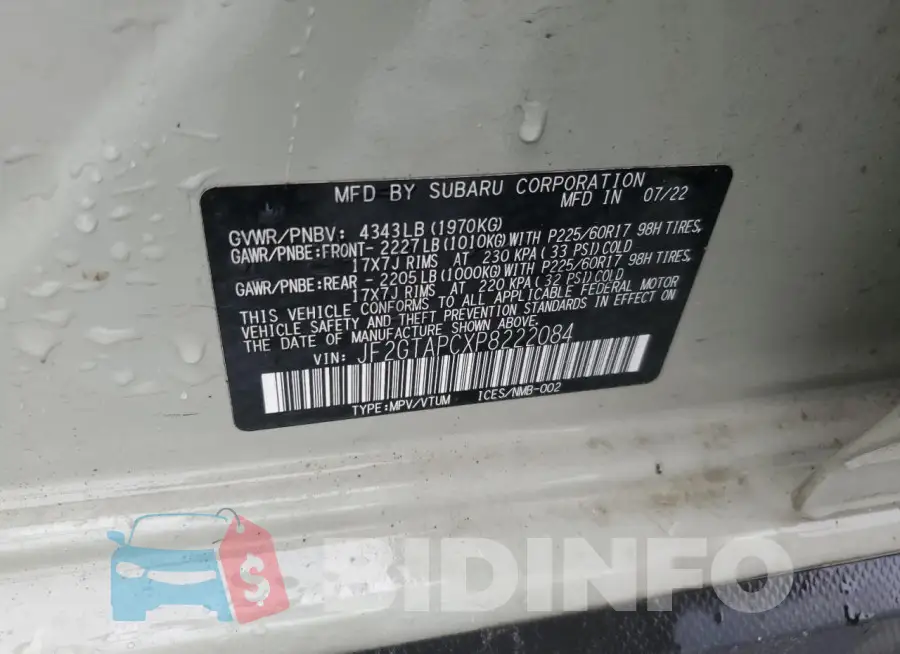 JF2GTAPCXP8222084 Photo# 12