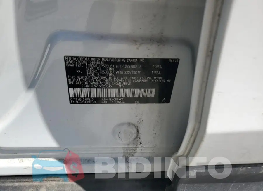 2T3BFREV7FW323045 Photo# 12