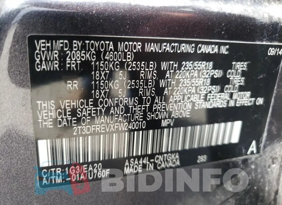 2T3DFREVXFW240010 Photo# 13