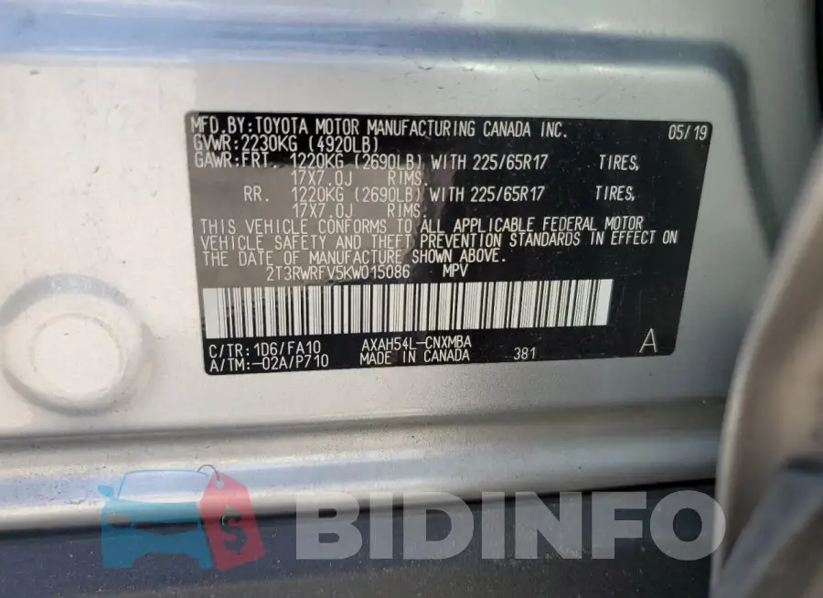 2T3RWRFV5KW015086 Photo# 14