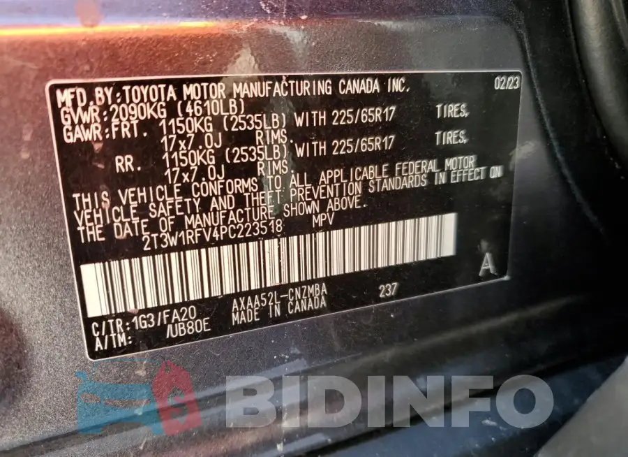 2T3W1RFV4PC223518 Photo# 13