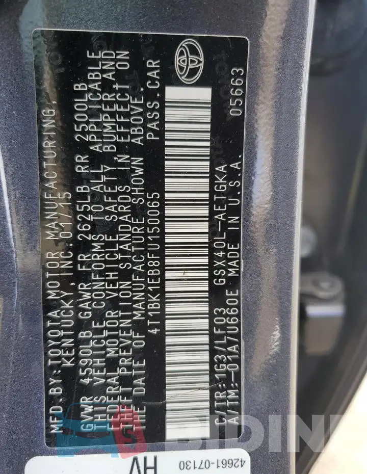 4T1BK1EB8FU150065 Photo# 12