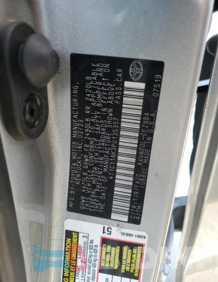 4T1C11AK3PU135357 Photo# 12